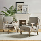 Rinaldo Farmhouse Polyester Armchair with Comfortable Backrest and Cushion Set of 2 by HULALA HOME