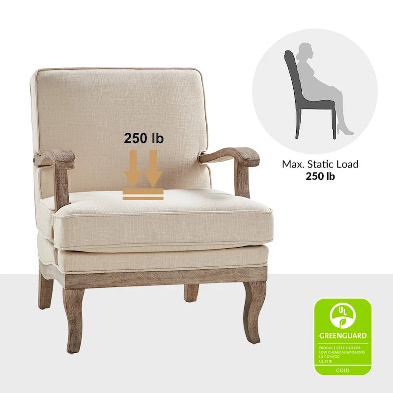 Rinaldo Farmhouse Polyester Armchair with Comfortable Backrest and Cushion Set of 2 by HULALA HOME