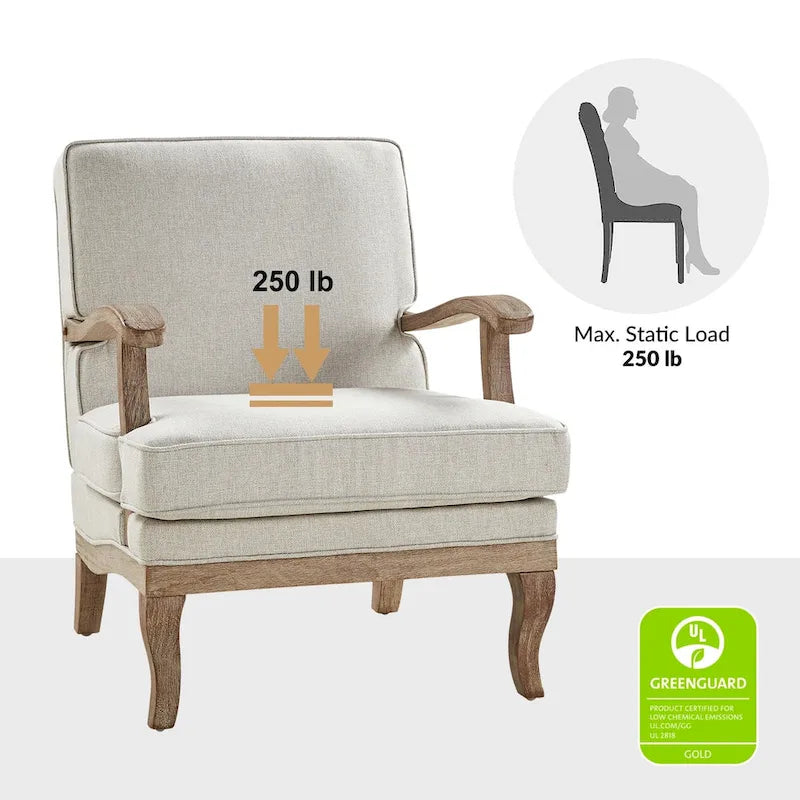 Rinaldo Farmhouse Polyester Armchair with Comfortable Backrest and Cushion Set of 2 by HULALA HOME