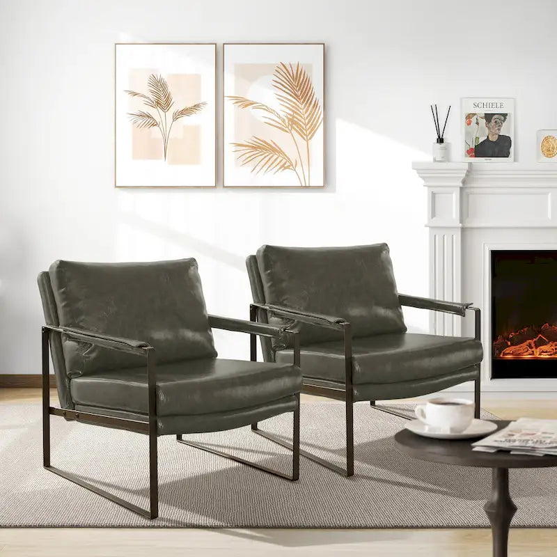 Set di 2 poltrone decorative moderne in ecopelle Art Leon
