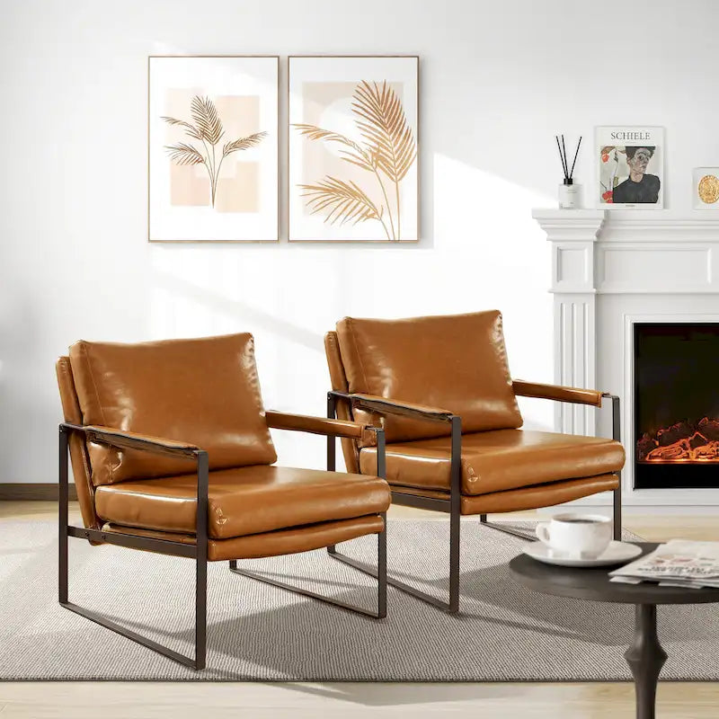 Set di 2 poltrone decorative moderne in ecopelle Art Leon