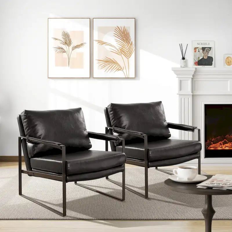 Set di 2 poltrone decorative moderne in ecopelle Art Leon