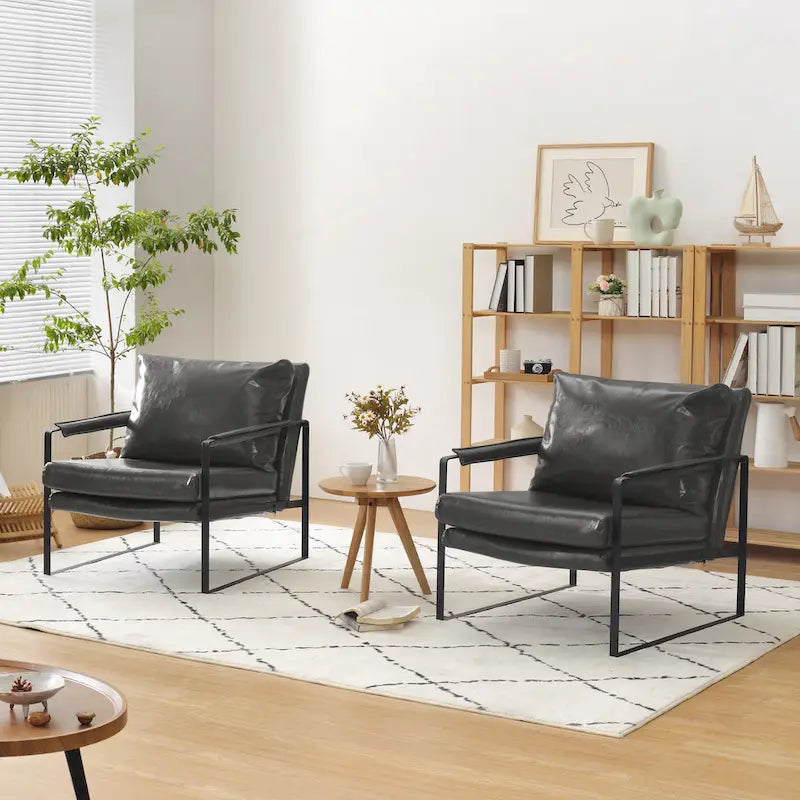 Set di 2 poltrone decorative moderne in ecopelle Art Leon