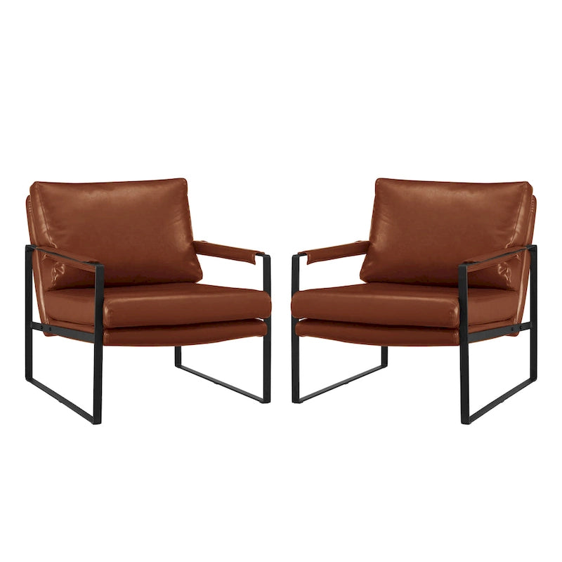 Set di 2 poltrone decorative moderne in ecopelle Art Leon