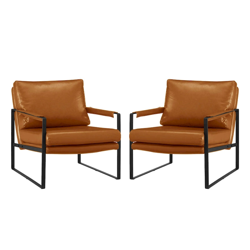 Set di 2 poltrone decorative moderne in ecopelle Art Leon