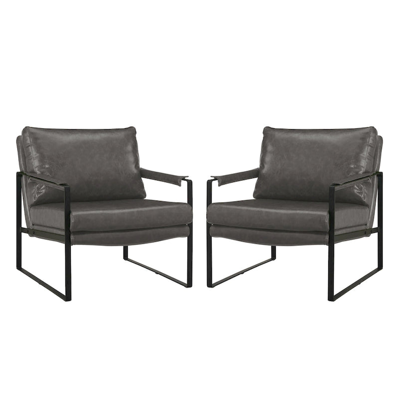 Set di 2 poltrone decorative moderne in ecopelle Art Leon