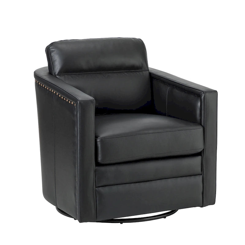 Jorge 28.74 Wide Genuine Leather Swivel Chair with Arms