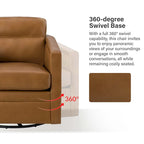 Jorge 28.74 Wide Genuine Leather Swivel Chair with Arms