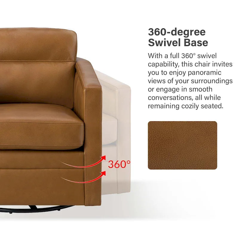 Jorge 28.74 Wide Genuine Leather Swivel Chair with Arms