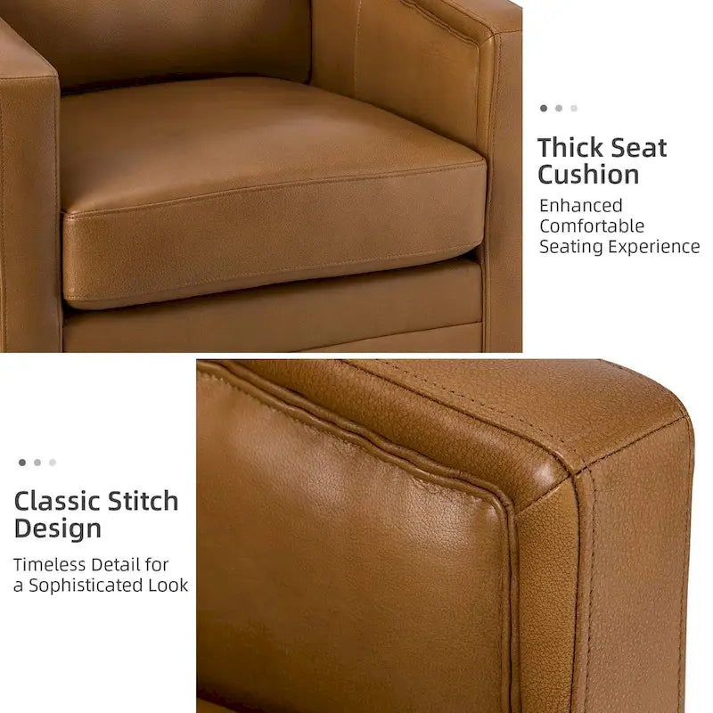 Jorge 28.74 Wide Genuine Leather Swivel Chair with Arms