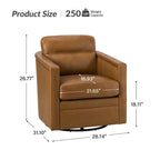 Jorge 28.74 Wide Genuine Leather Swivel Chair with Arms