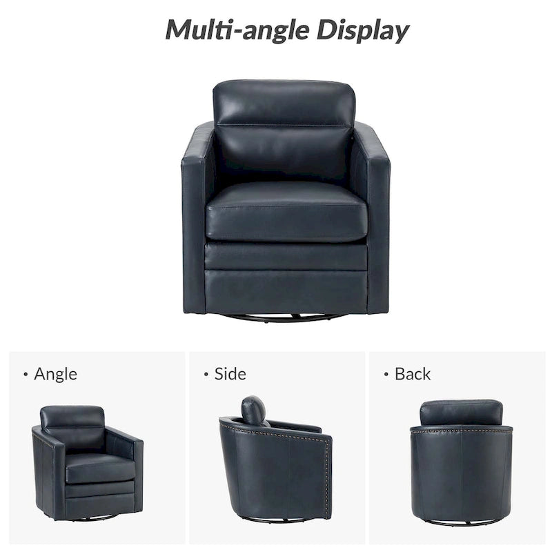 Jorge 28.74 Wide Genuine Leather Swivel Chair with Arms