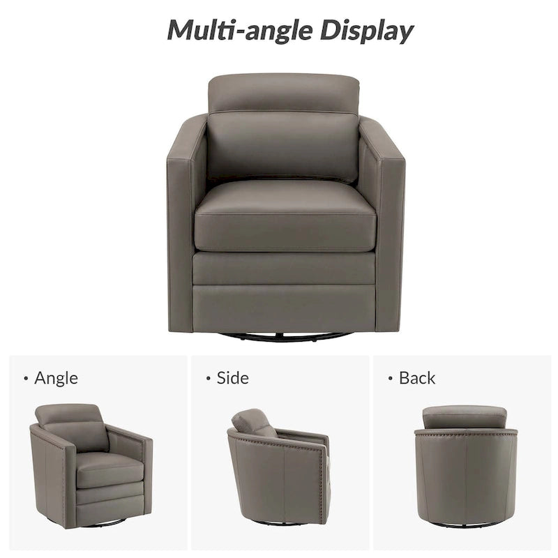 Jorge 28.74 Wide Genuine Leather Swivel Chair with Arms