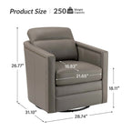 Jorge 28.74 Wide Genuine Leather Swivel Chair with Arms