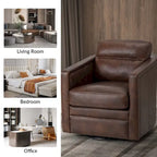 Jorge 28.74 Wide Genuine Leather Swivel Chair with Arms