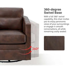 Jorge 28.74 Wide Genuine Leather Swivel Chair with Arms