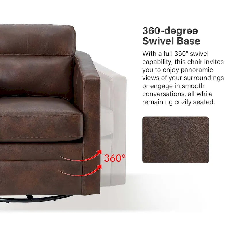 Jorge 28.74 Wide Genuine Leather Swivel Chair with Arms