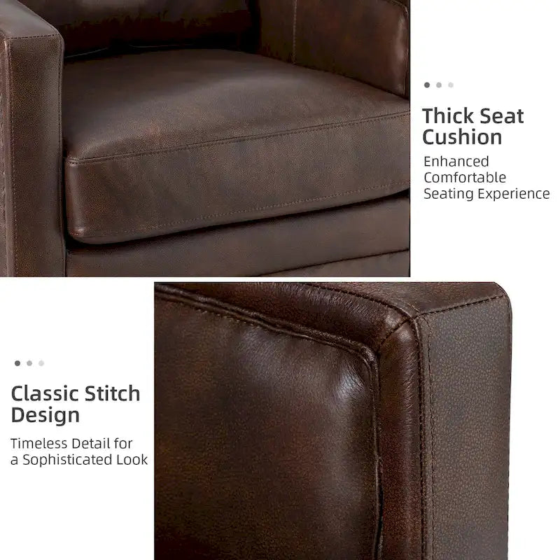 Jorge 28.74 Wide Genuine Leather Swivel Chair with Arms