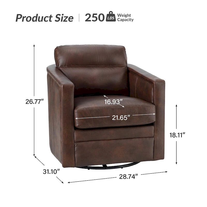 Jorge 28.74 Wide Genuine Leather Swivel Chair with Arms