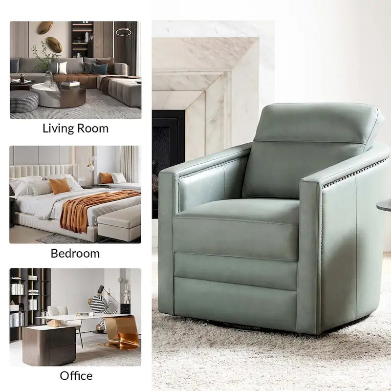 Jorge 28.74 Wide Genuine Leather Swivel Chair with Arms