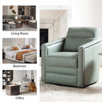 Jorge 28.74 Wide Genuine Leather Swivel Chair with Arms