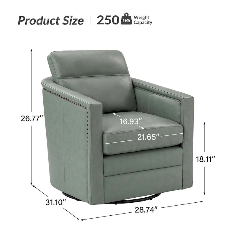 Jorge 28.74 Wide Genuine Leather Swivel Chair with Arms