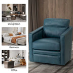 Jorge 28.74 Wide Genuine Leather Swivel Chair with Arms