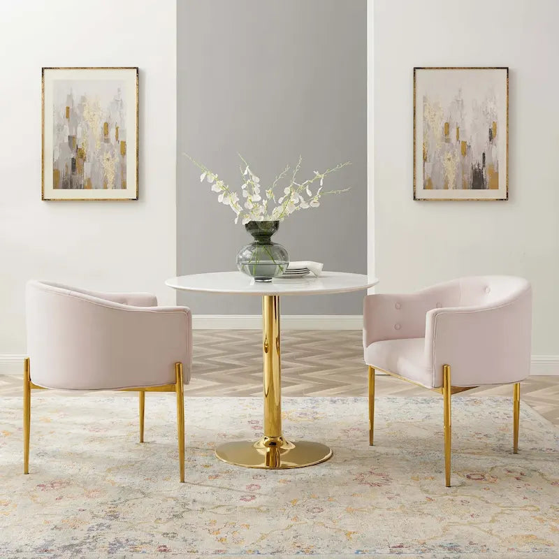 Sillones decorativos de terciopelo de alto rendimiento con capitonado Savour - juego de 2