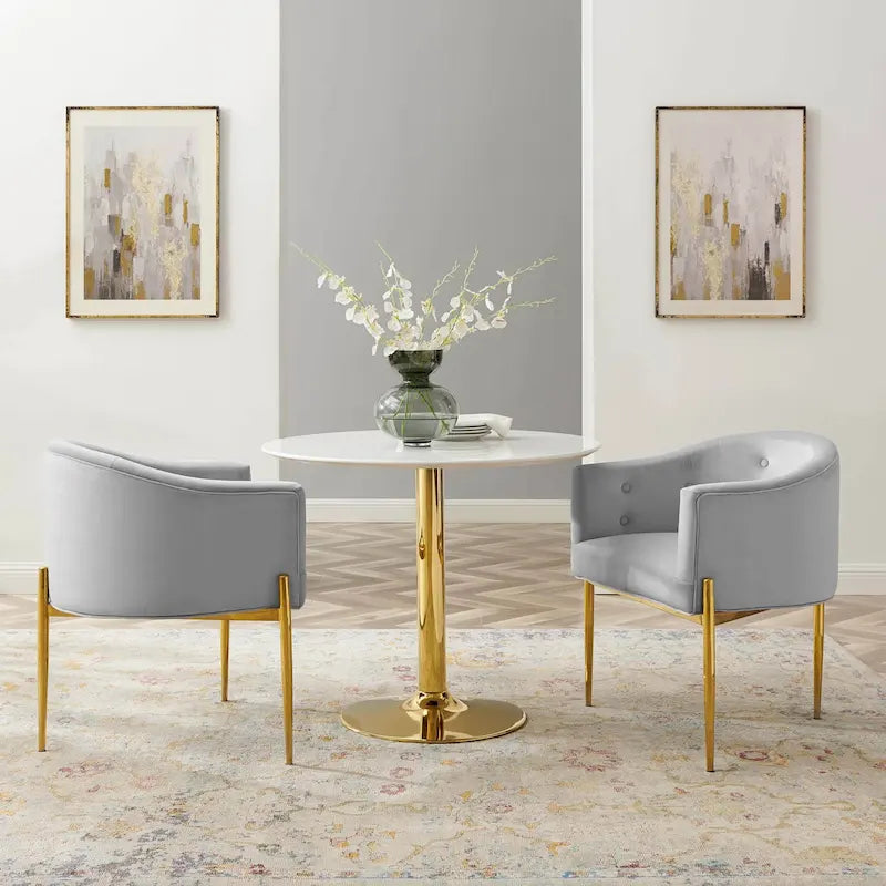 Sillones decorativos de terciopelo de alto rendimiento con capitonado Savour - juego de 2