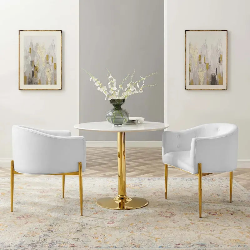 Sillones decorativos de terciopelo de alto rendimiento con capitonado Savour - juego de 2