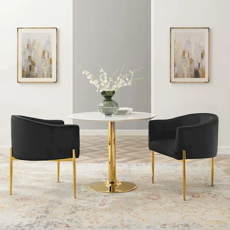 Sillones decorativos de terciopelo de alto rendimiento con capitonado Savour - juego de 2