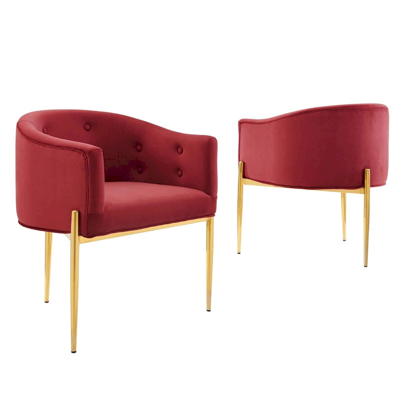 Savour getufte accentstoelen van hoogwaardig fluweel – set van 2
