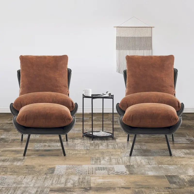 MCombo Accent Chair with Ottoman, Leathaire Fabric LW951