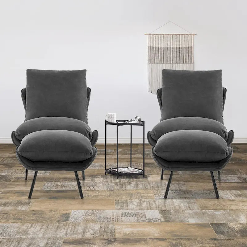 MCombo Accent Chair with Ottoman, Leathaire Fabric LW951