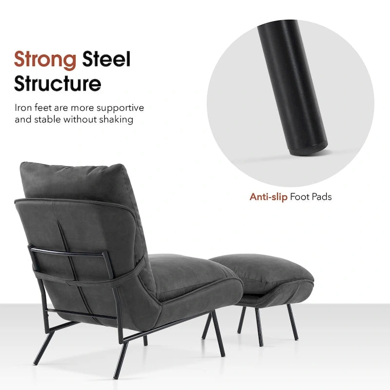 MCombo Accent Chair with Ottoman, Leathaire Fabric LW951