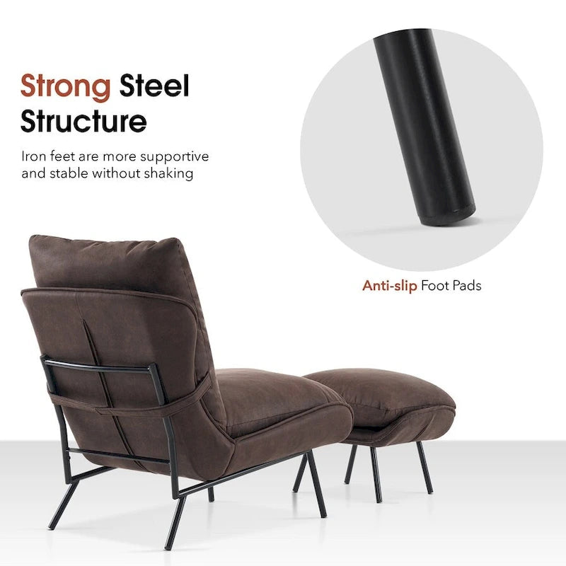 MCombo Accent Chair with Ottoman, Leathaire Fabric LW951