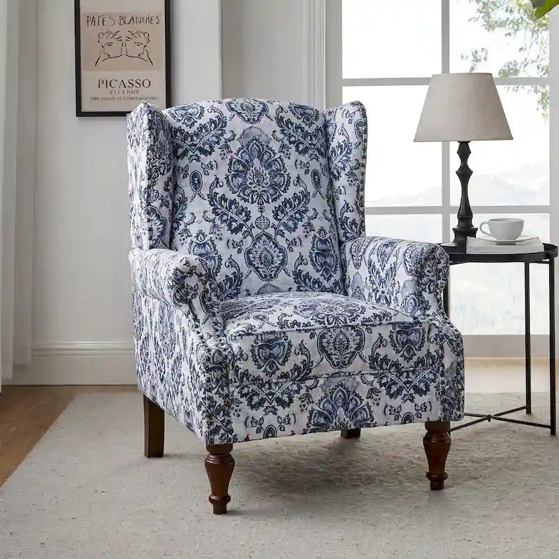 Fauteuil à oreilles traditionnel Gott avec pieds en bois massif par HULALA HOME