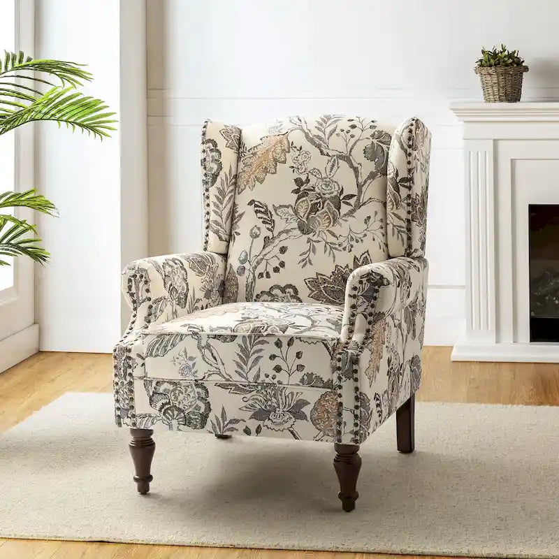 Fauteuil à oreilles traditionnel Gott avec pieds en bois massif par HULALA HOME