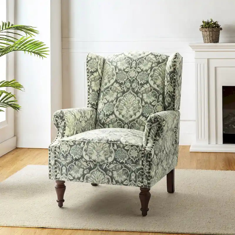 Fauteuil à oreilles traditionnel Gott avec pieds en bois massif par HULALA HOME