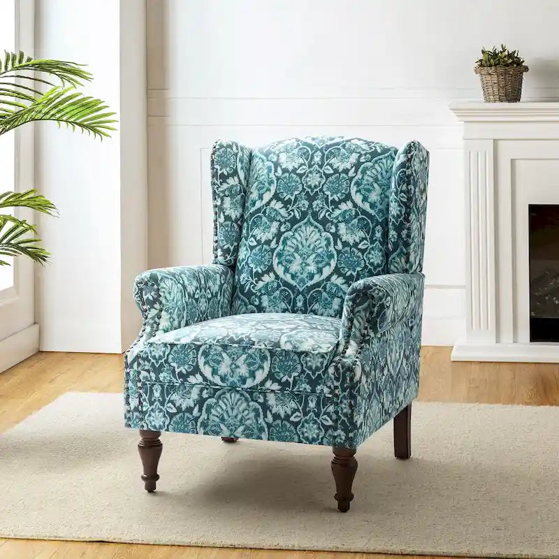 Fauteuil à oreilles traditionnel Gott avec pieds en bois massif par HULALA HOME
