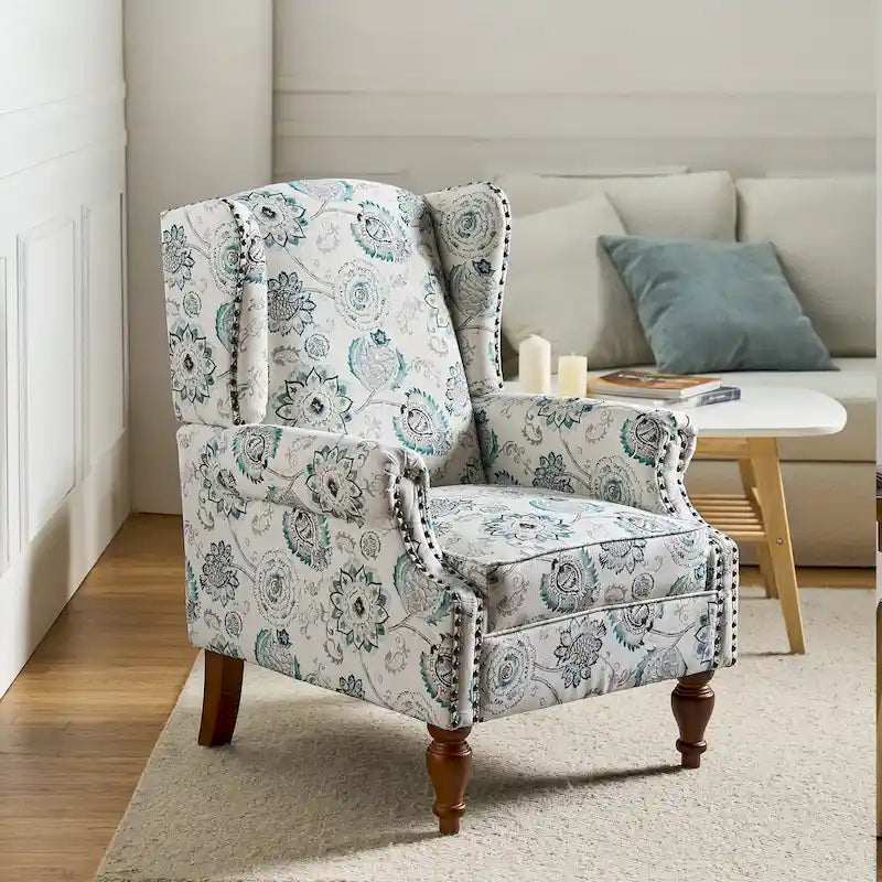 Fauteuil à oreilles traditionnel Gott avec pieds en bois massif par HULALA HOME