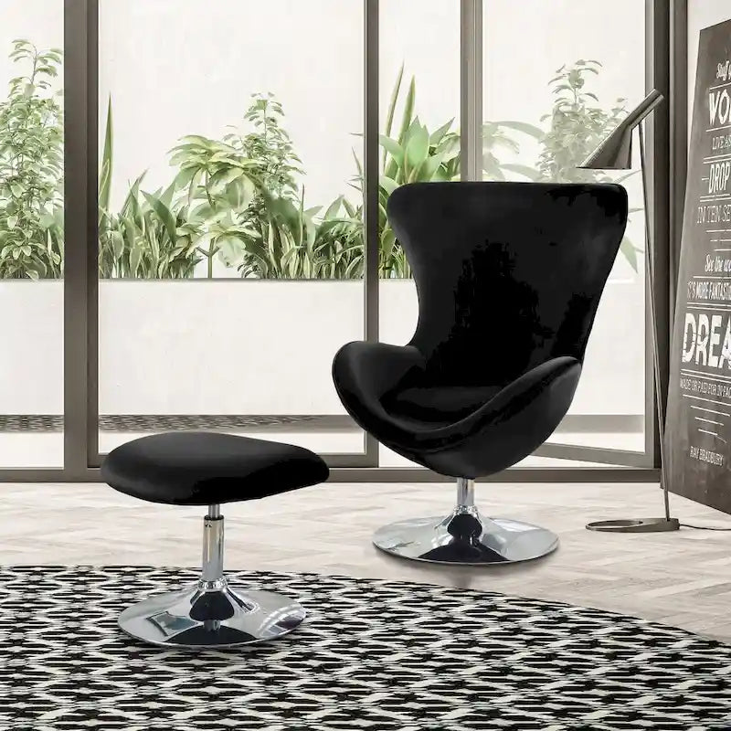 Cher modernes 2-teiliges Akzentstuhl- und Hocker-Set aus Stoff von Furniture of America