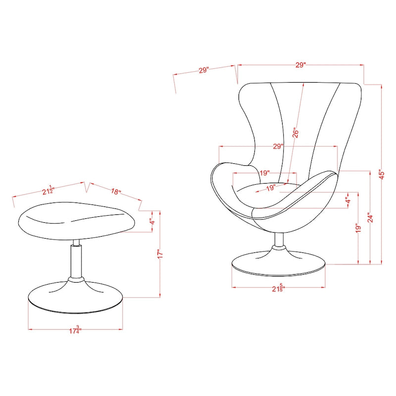 Cher modernes 2-teiliges Akzentstuhl- und Hocker-Set aus Stoff von Furniture of America