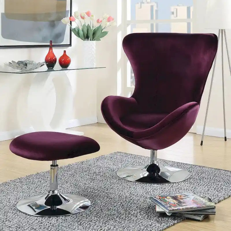 Cher modernes 2-teiliges Akzentstuhl- und Hocker-Set aus Stoff von Furniture of America