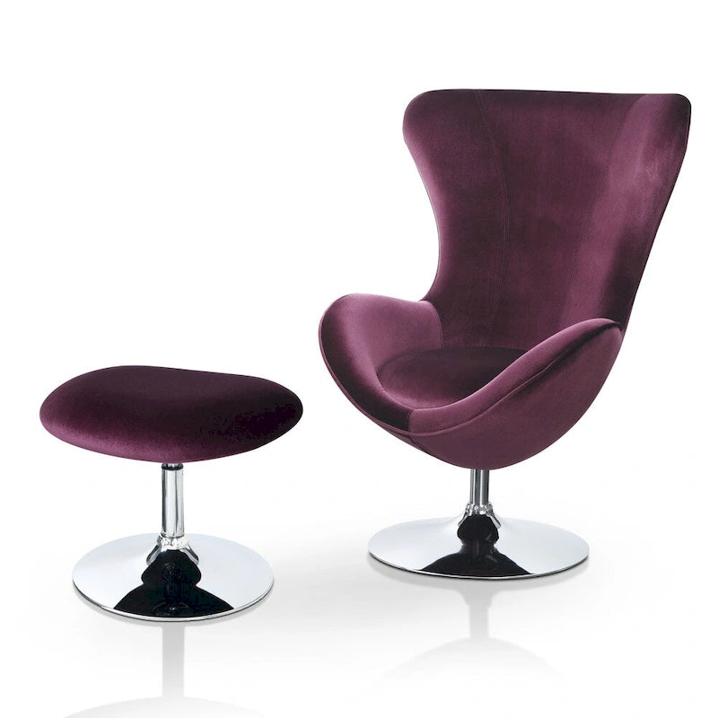 Cher modernes 2-teiliges Akzentstuhl- und Hocker-Set aus Stoff von Furniture of America