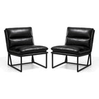 Glitzhome, 2er-Set moderner ergonomischer armloser PU-Akzentsessel, 30.25 H