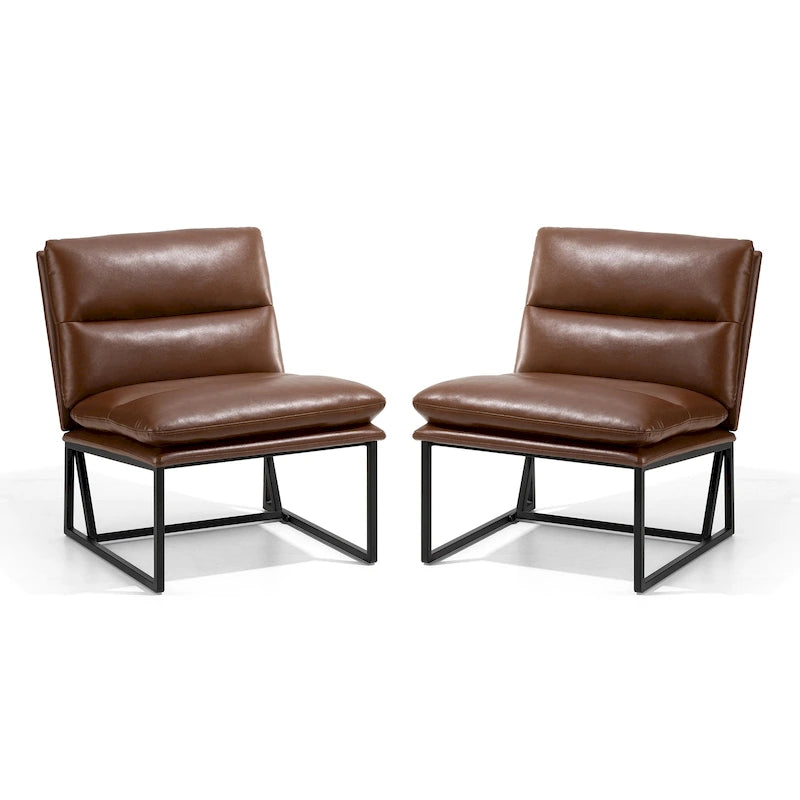 Lot de 2 chaises d’appoint sans accoudoirs ergonomiques modernes en PU Glitzhome, hauteur 30.25H