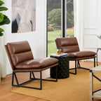 Glitzhome, 2er-Set moderner ergonomischer armloser PU-Akzentsessel, 30.25 H