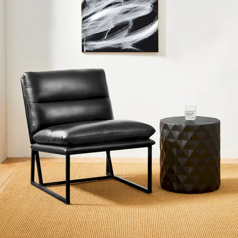 Glitzhome, 2er-Set moderner ergonomischer armloser PU-Akzentsessel, 30.25 H