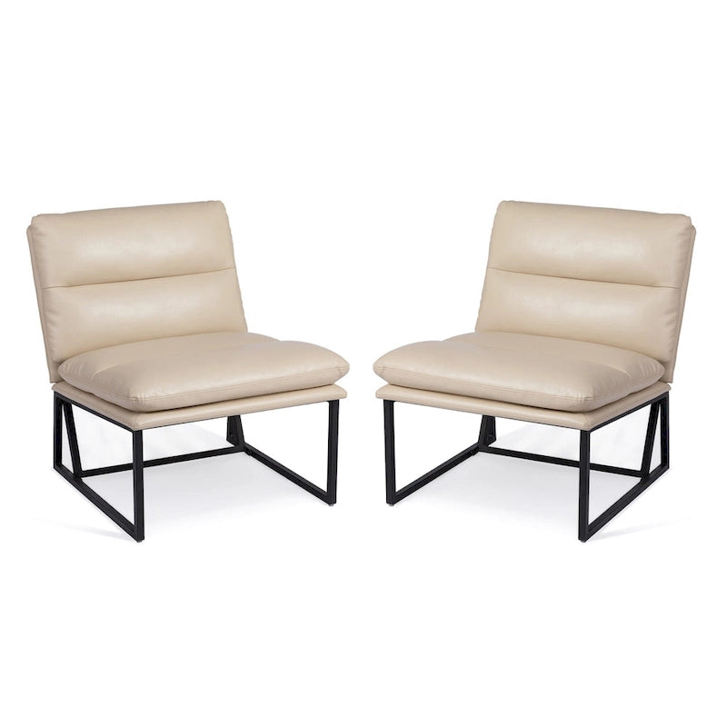 Glitzhome, 2er-Set moderner ergonomischer armloser PU-Akzentsessel, 30.25 H